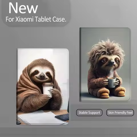 Art Sloth Holding Coffee For Xiaomi Redmi Mi Pad 4 5 6 7 8 K SE Mini Pro Plus Max 10.1 11.2 inch Tab