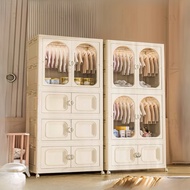 【80cm Jumbo】StaxHomedeco Plastic Wardrobe Baby Closet Baby Cabinet For Clothes Storage With Wheels