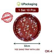 [10 Pcs] OK-4 YEE SANG TRAY Sushi Box Tray with Lids Yu Sang Sushi Platter Red OK4 Red Yinyu Yinmei 