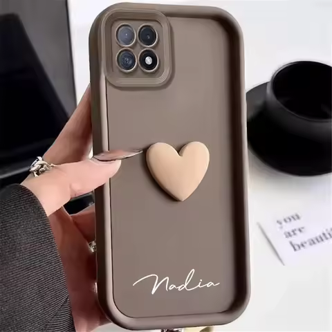 Customized Personalized Name 3D Love Heart Case For Samsung Galaxy A25 A24 A23 A22 4G 5G A21S Luxury