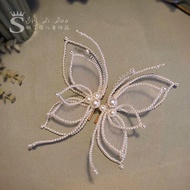 Korean Style Immortal Beautiful Pearl Butterfly Clip Headdress Hairpin Children Hanfu Accessories Little Girl Birthday Dance Photo