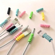 ชุด 10 ชิ้น ที่ป้องกันสายข้อมูลซิลิโคนพันไป-มา, ที่คลุมสายชาร์จโทรศัพท์ป้องกันความเสียหาย, ปลอกหุ้มส