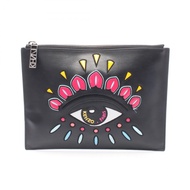 【二手】 KENZO Second Bag Clutch Bag Eye 黑色皮革琺瑯眼手拿包 男士二手 A