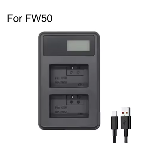 NP-FW50 Dual Channel Charger LCD Screen for Sony ZV-E10 A7 A7R A7S A6000 A6300 A6400 A6500 NEX-5 DSC