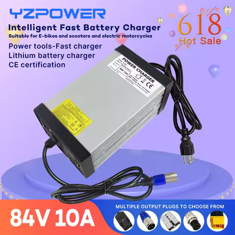 YZPOWER 84V 10A 20S Lithium Battery Smart Aluminum Case Balance Car Fast Charger with AC-DC Connecte