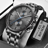 ใหม่ LIGE ผู้ชายนาฬิกาแบรนด์หรูธุรกิจสีดำนาฬิกาควอตซ์สำหรับบุรุษกันน้ำโครโนกราฟกีฬานาฬิกาข้อมือวันที่ชายนาฬิกา