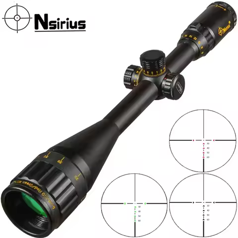 NSIRIUS 6-24X50 AOE Gold Tactical Riflescope Optical Sight Red Green llluminate Crosshair Hunting Ri