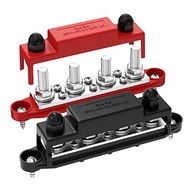 2 Piece 250A 12V Bus Bar Battery Power Distribution Block Black & Red Plastic+Metal Car Audio 12