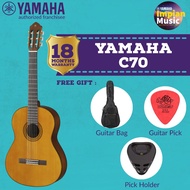 Yamaha Classical Guitar Nylon Strings Beginner Model C70 with Bag,Pick & Pick Holder (C70/c70/Classi