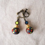 繽紛圓形耳環 藍 × 螢光綠