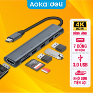 HUB Mở Rộng AOKA by DELI 4 Cổng USB SD Card TF Card Type C và HDMI Cho Điện Thoại Máy Tính Laptop