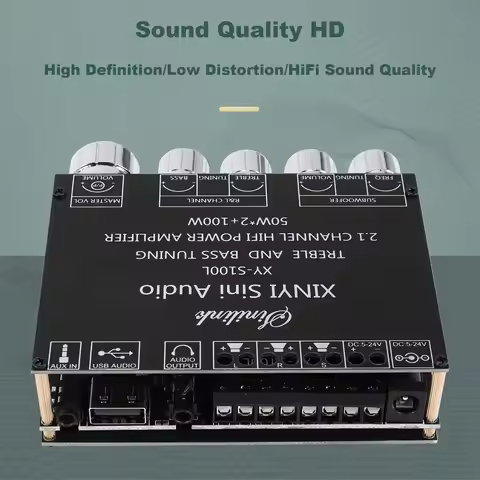 Bluetooth 5.0 2.1 Channel Power Audio Stereo Subwoofer Amplifier Board 50WX2+100W Speaker AMP XY-S10