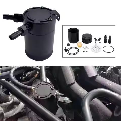 Universal Aluminum Oil Catch Can Baffled 2-Port Aluminum Reservoir Oil Separator Reservoir Tank Oil 
