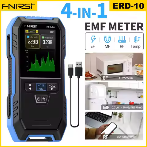FNIRSI ERD-10 EMF Meter 4-in-1 Radiation Detector Magnetic & Electric Field Detector, RF Power Teste