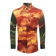 Paccolinno - Long Sleeve Green Color Printed Batik Shirt - BK7922