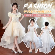 Style Girls Clothing Gauze Evening Dress Medium Large Children Clothing Flower Girl Dress 3-13 Years