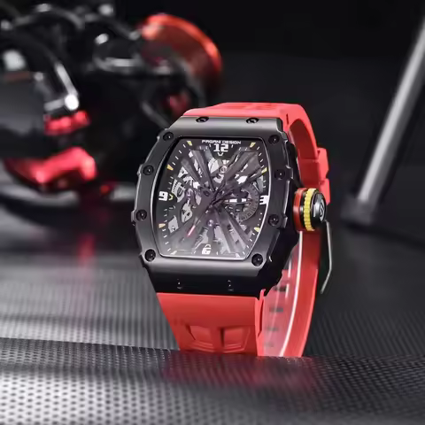 PAGANI DESIGN New VH65 Watch For Men Skeleton Quartz Wristwatch Sapphire Glass Silicone Original Lux