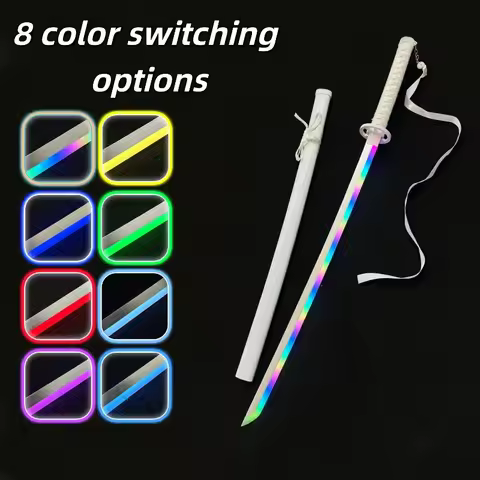 40.5in Luminous Smoke Katana Swords Real Size Japanese Samurai Sabre Acrylic Wooden Katana Anime Cos