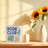 Book Club Wooden Box Sign 5x5,Book Bar Wood Sign,Wine Books Wooden Sign,Reading Club Sign,Book Club 