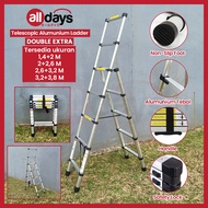 Alldays Tangga Lipat Teleskopik DOUBLE EXTRA / Telescopic Alumunium Ladder Bahan Kuat, Praktis, Simp