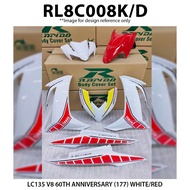 Cover Set YAMAHA LC135 V8 Rapido 60TH ANNIVERSARY (177) White Red Accessories Motor Coverset LCV8 LC