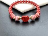 天然硃砂原礦手鍊 14k包金手鍊 玉化硃砂 帝王硃砂 開運 手串