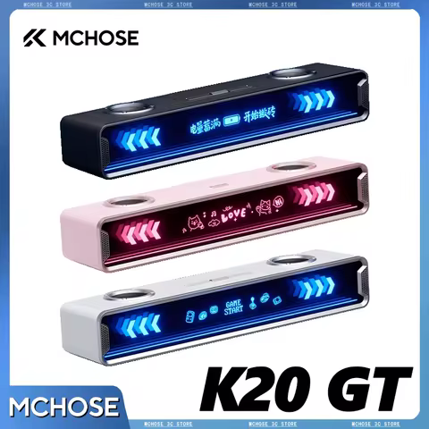 MCHOSE K20 GT RGB Gaming Soundbar with DIY Full Screen 15W Output for PC PS5 Switch 4 Drivers 7.1 Su