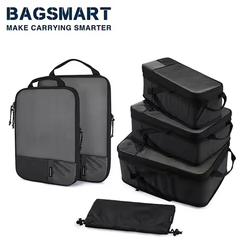 2-6 PCS Compression Packing Cubes BAGSMART Men Travel Expandable Luggage Organizer Carry on Luggage 