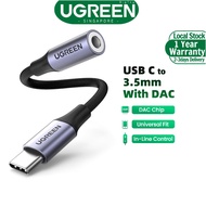 UGREEN USB C to 3.5mm Audio Adapter Braided Type C Male to Headphone Aux Jack Female Dongle HiFi DAC