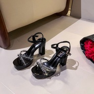 5 inches Glossy Classic Elegance High Heels Sandals With Rhinstones Women Heels