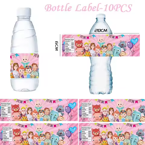 Cocomelon JJ Bottle Label Waterproof Cartoon Body Decals Kids Birthday Party Favor Decor Body Art St