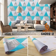 ORANGE Wallpaper Stiker Dinding Motif 45cm X 8M Wallpaper Dinding GH Motif Segitiga 3D Best Quality