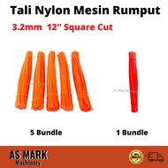 [ORANGE] 3.2MM X12" SQUARE GRASS CUTTER NYLON TRIMMER LINE TALI MESIN RUMPUT EMPAT SEGI(1KG)NYLON STRING ALUMINUM PLATE