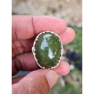 Cincin Perak Batu Akik Hijau Tua