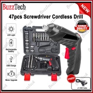 BuzzTech 108pcs 3.6V Cordless Electric Screwdriver Drill Rechargeable Cordless Screwdriver Drill Hand Drill Furniture 电钻 手电钻
