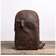 Garut cowhide men's chest bag - crazy hourse chest bag