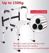 Adult Walker-Heavy Duty Foldable stainless Steel Walking Aid Crutches Canes Toilet Armrest with Chai