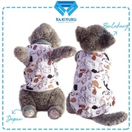 Baju Kucing Lucu Murah Motif Kucing Putih Cewe Jantan Betina Hewan Kecil