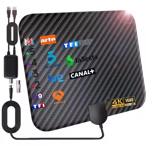 2025 Newest TV Antenna Indoor HD Digital 4K 1080p Smart TV 360 Signal Booster Amplifier Carbon Fiber