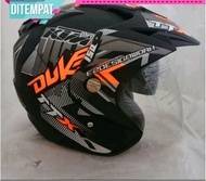 Helm Sepeda Motor Sni Kaca R-Seven (Double Visor) Duke Orange