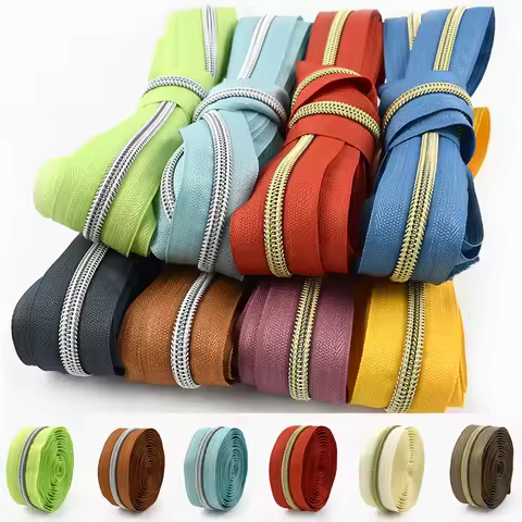 2/5/8/10M Nylon Coil Zipper Sewing Closure Zippers for Bags 5# Continuous Zips Tape By Meters Clothe