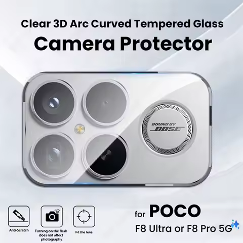3-1Pcs Clear 3D Crystal Tempered Glass Curved Camera Lens Protectors Case For Xiaomi Poco F8 Ultra F