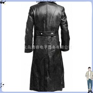 MEN'S GERMAN CLASSIC WW2 MILITARY UNIFORM OFFICER BLACK LEATHER TRENCH COAT