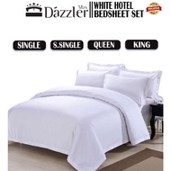DAZZLER MAX 5 Star Hotel Plain White Bed Sheet Pillow Case Bolster Case Fit Up to 35cm