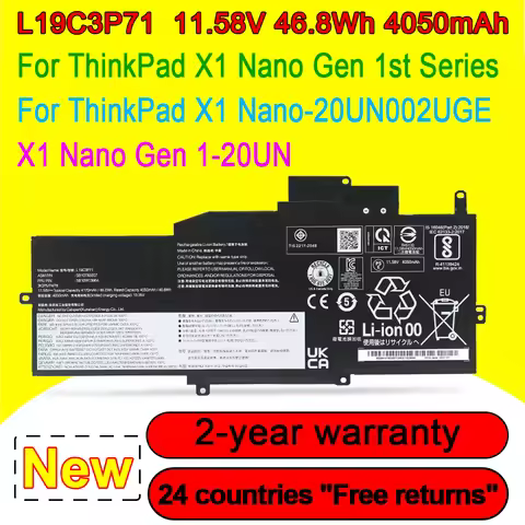 New L19C3P71 L19M3P72 L19M3P73 Laptop Battery For Lenovo ThinkPad X1 NANO GEN 1-20UN SB10T83206 5B10