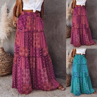 Ninang Dress Wedding 2023 Gown Womens Loose Long Boho Flowers High Elastic Waist With Pockets And Belt Maxi Skirt Pleated Skirt Beach Skirt Casual Skirt sexy skirt for sex