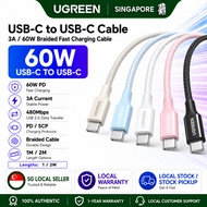 UGREEN 60W USB C to USB C Charger Cable, Type C PD Fast Charging Braided Cord, Compatible with iPhon