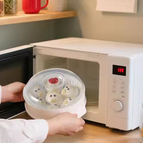 Microwave Heating Steamer Household Steamer Food Steaming Cookware Heat Resistant Microwave Steamer 