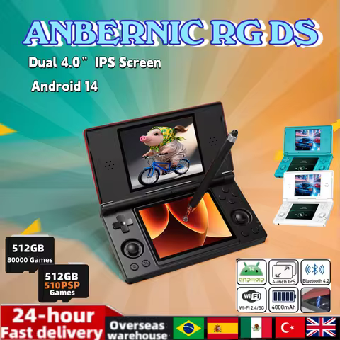 Anbernic RG DS Video Game Console 4.0” IPS Dual Screen Android 14 Support Dual Application On Split 