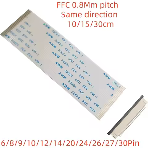 5PCS FFC/FPC Flat Flexible Cable 0.8MM Pitch Same Direction 6P8P12P16P 18P 22P 24P 30P 36P 40P Elect